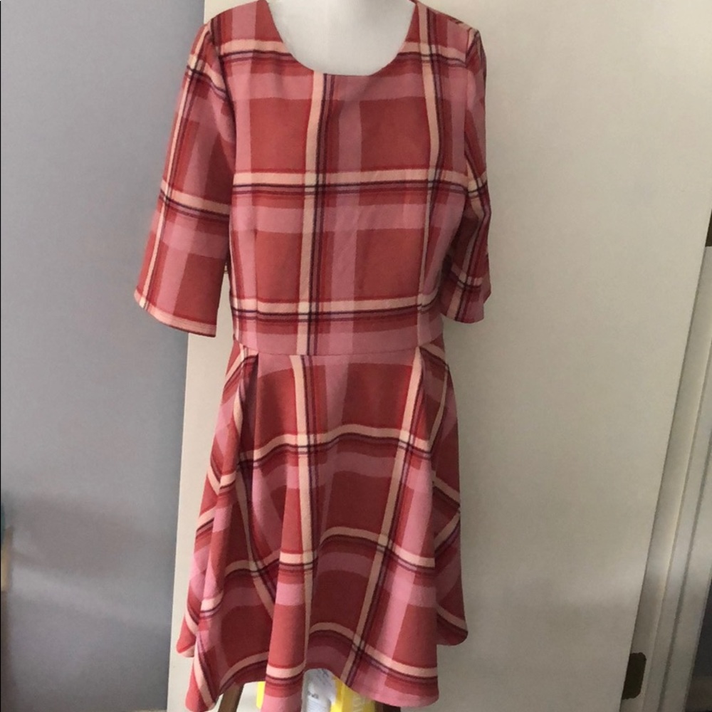 Copper key salmon plaid full skirt dress junior size XL 

 #M